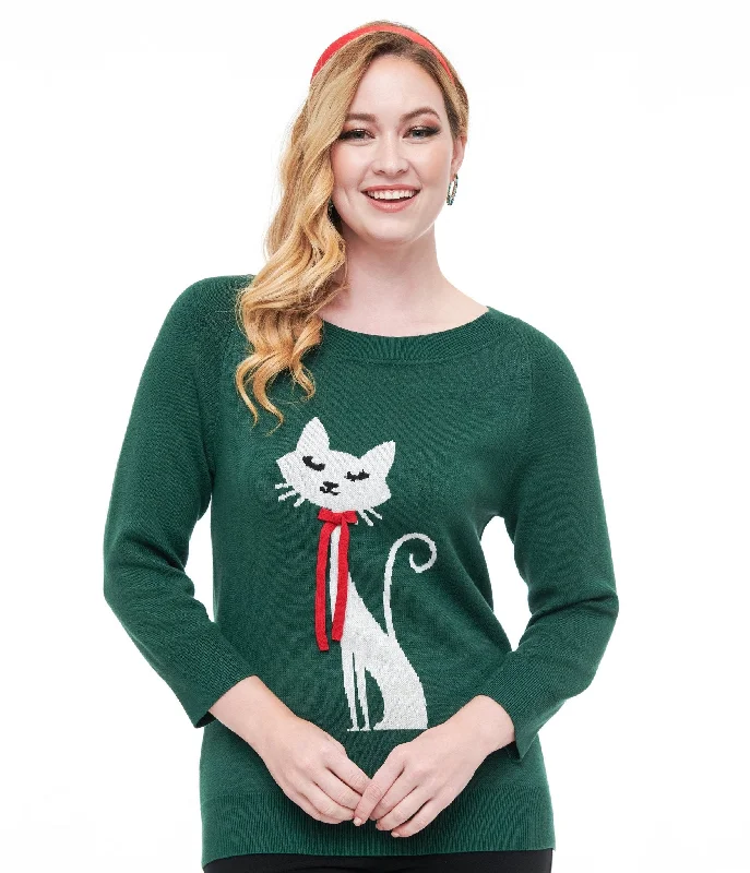 Sale Clothes Online Trendy Clothing Sale Unique Vintage 1960s Forest Green & Cream Cat Lorelai Sweater Sale Clothes Online Trendy Clothing Sale Unique Vintage 1960s Forest Green & Cream Cat Lorelai Sweater