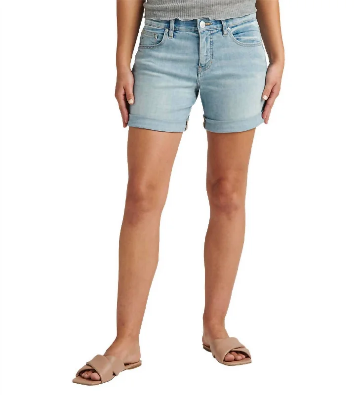 Women's Contemporary Apparel Sporty Streetwear Mid Rise Alex Boyfriend Short In Skylight Women's Contemporary Apparel Sporty Streetwear Mid Rise Alex Boyfriend Short In Skylight