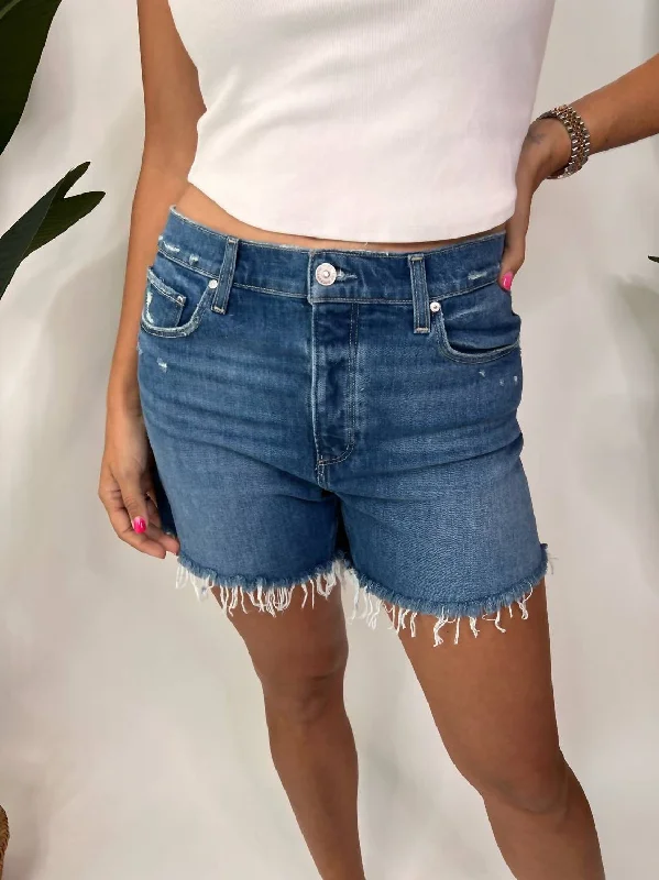 Women's Activewear Attire Wardrobe Essentials Asher Short Chillin Destructed W/ Frayed Hem In Denim Women's Activewear Attire Wardrobe Essentials Asher Short Chillin Destructed W/ Frayed Hem In Denim