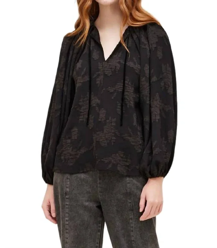 Comfortable Women's Outfits Trend Forward Threads Jacquard Flower Blouse In Black