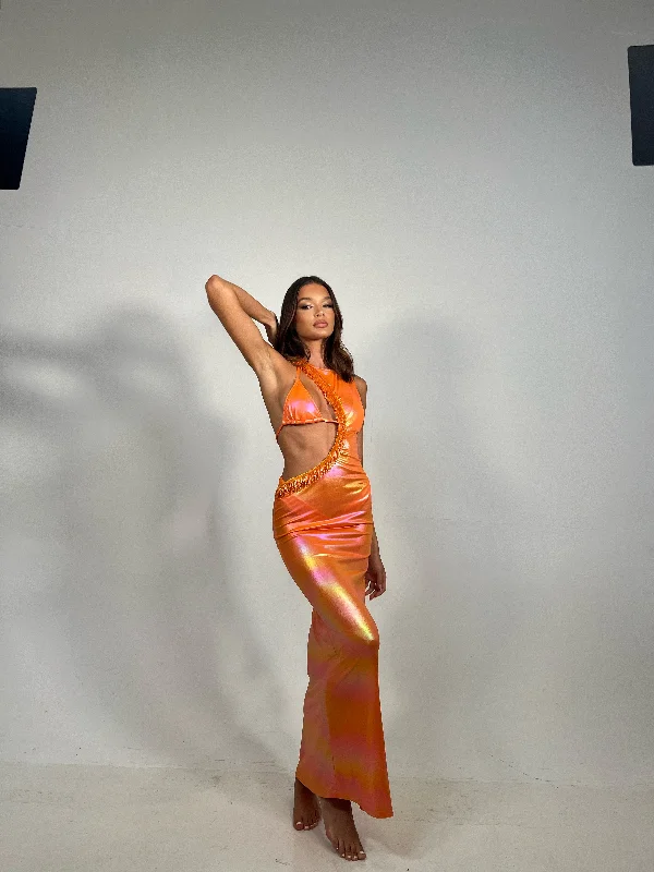 Women's Effortless Casual Outfit Trend Leading Collection Metallic Orange - LYSSA Dress Women's Effortless Casual Outfit Trend Leading Collection Metallic Orange - LYSSA Dress