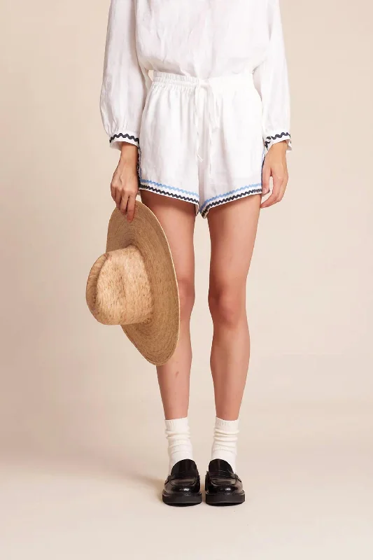 Sale On Sale Exquisite Women's Wear Sale Dora Short In White W/ Ric Rac