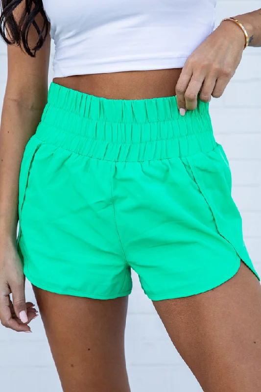 Casual Fashion Feminine Soft - Hued Styles Errands To Run Solid Green High Waisted Athletic Shorts Casual Fashion Feminine Soft - Hued Styles Errands To Run Solid Green High Waisted Athletic Shorts