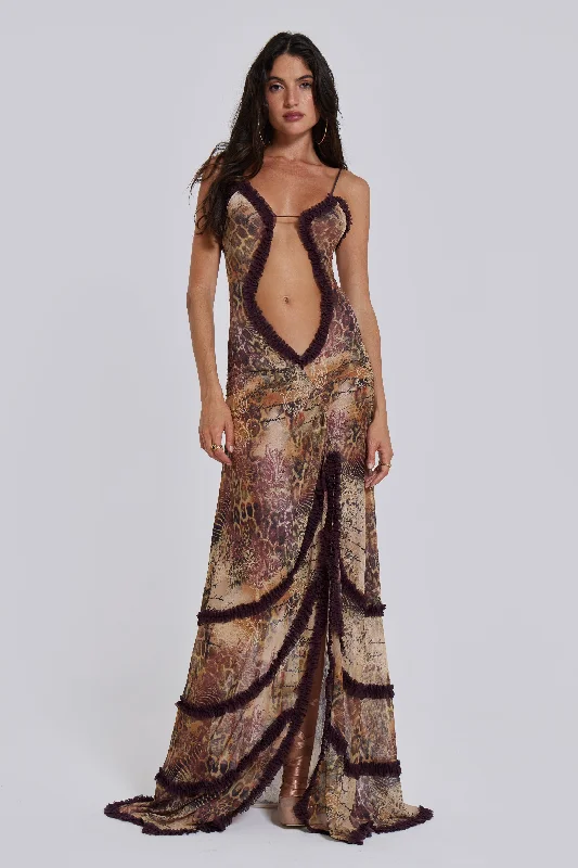 Women's Plus-Size Apparel Graceful Fashion Fatale Maxi Dress in Sunrose