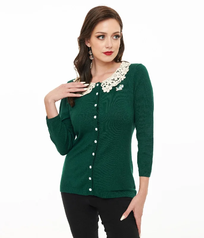 Flash Sales Today Essentials On Sale The Golden Girls x Unique Vintage Green & White Lace Sophia Bookworm Cardigan Flash Sales Today Essentials On Sale The Golden Girls x Unique Vintage Green & White Lace Sophia Bookworm Cardigan
