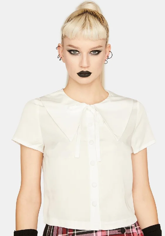 Clothes For Sale All Season Basics Discount Cream Collar Blouse