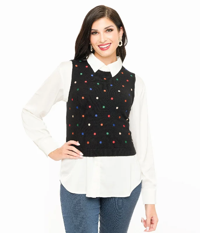 Unique Women's Fashion Pieces Browse Our Top Products Black & Multicolor Polka Dot Sweater Vest Unique Women's Fashion Pieces Browse Our Top Products Black & Multicolor Polka Dot Sweater Vest