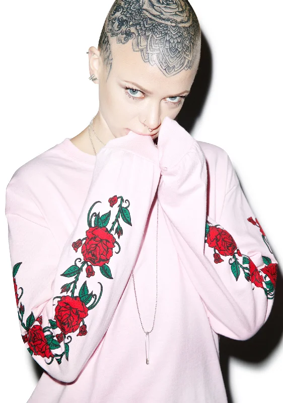 Women's Trendy Apparel High End Fashion Smell The Roses Long Sleeve Tee