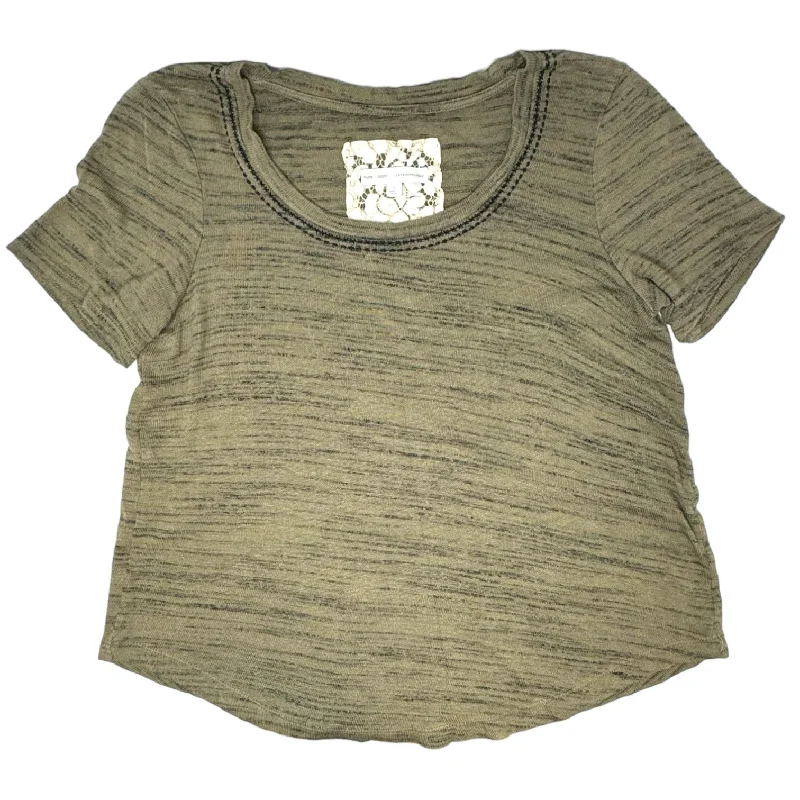 Elle Space Dyed Short Sleeve Tee By Anthropologie In Olive, Size: XS