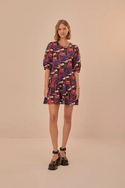 Online Boutique Stores Seize Bargains Wild Mushrooms Black Puff Sleeve Mini Dress