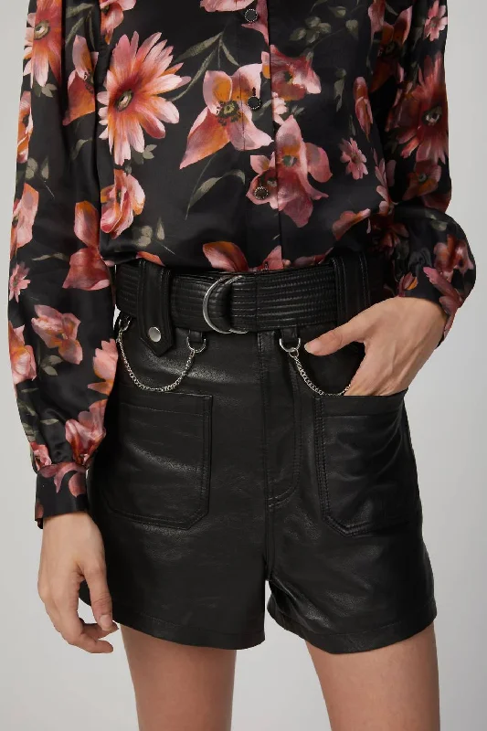 Luxury Women's Clothing The Epitome Of Modern Women's Fashion Belted Leather Shorts In Black Luxury Women's Clothing The Epitome Of Modern Women's Fashion Belted Leather Shorts In Black