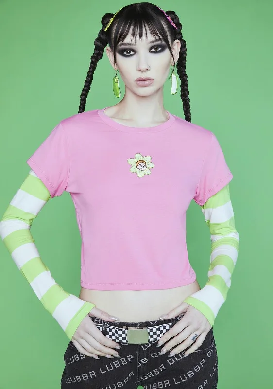 Vintage-Inspired Women's Apparel Fashion Essentials Awkward Morty Long Sleeve Crop Top