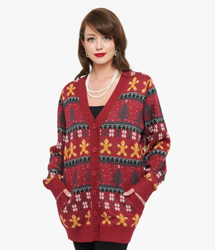 Clothes For Sale All Season Basics Discount Unique Vintage 1960s Burgundy Gingerbread Fair Isle Cardigan Clothes For Sale All Season Basics Discount Unique Vintage 1960s Burgundy Gingerbread Fair Isle Cardigan