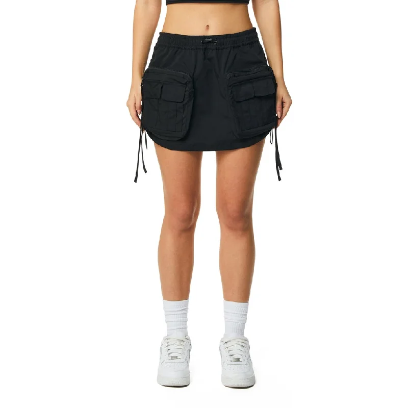 Shirring Utility Mini Skirt - Black