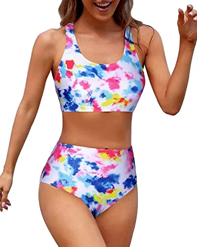 Women's Elegant Evening Outfit Cutting Edge Fashion Criss Cross Back Women's High Waisted Bikini Bottom Full Coverage-Colorful Tie Dye Women's Elegant Evening Outfit Cutting Edge Fashion Criss Cross Back Women's High Waisted Bikini Bottom Full Coverage-Colorful Tie Dye