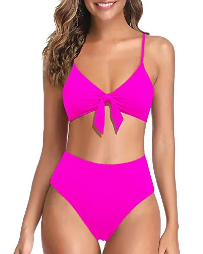 Plus Size Women's Fashion and Clothing Unbeatable Prices High Rise Two Piece High Waisted Bikini For Women-Neon Pink Plus Size Women's Fashion and Clothing Unbeatable Prices High Rise Two Piece High Waisted Bikini For Women-Neon Pink