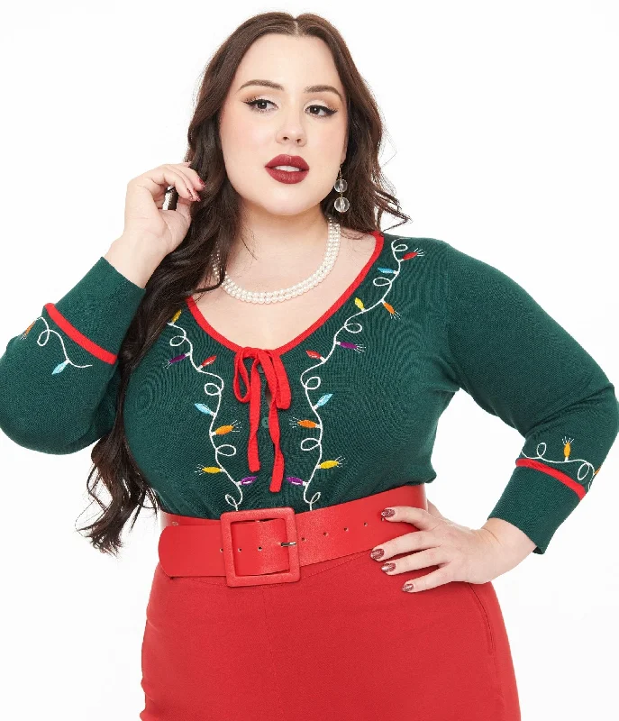 Clothes Sales High End Designer Brands Discount Unique Vintage Plus Size 1950s Green Holiday Lights Crop Cardigan Clothes Sales High End Designer Brands Discount Unique Vintage Plus Size 1950s Green Holiday Lights Crop Cardigan