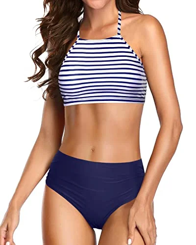 Discount Price Discount Extravaganza Removable Padding Triangle Bikini Sets For Women-Blue White Stripe Discount Price Discount Extravaganza Removable Padding Triangle Bikini Sets For Women-Blue White Stripe