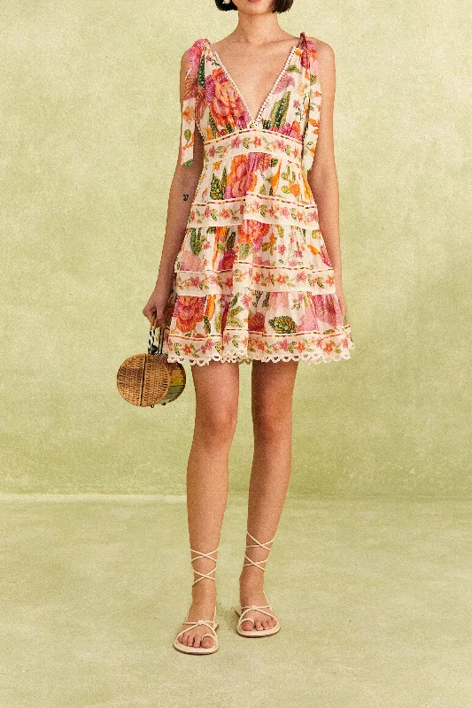Women's Classic Attire Limited Time Offer Off-White Macaw Bloom Mini Dress
