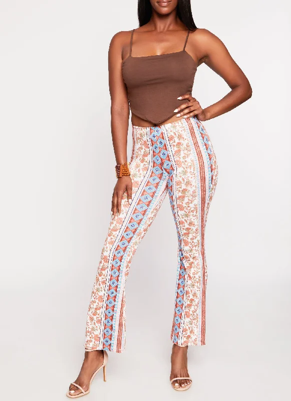 Day To Night Styles Modern Romance Floral Border Print Boho Pants
