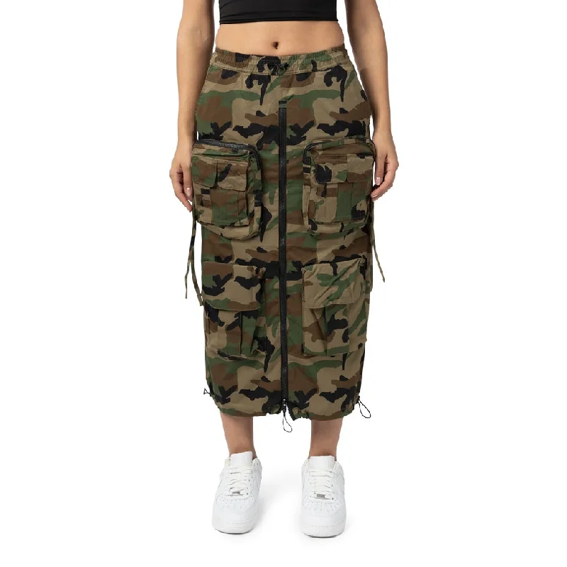 Straight Utility Long Skirt - Wood Camo