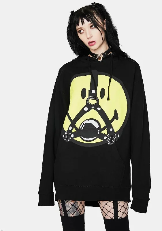 Women's Elegant Outfit Catch Every Fashion Trend Smiley Ball Gag Hoodie