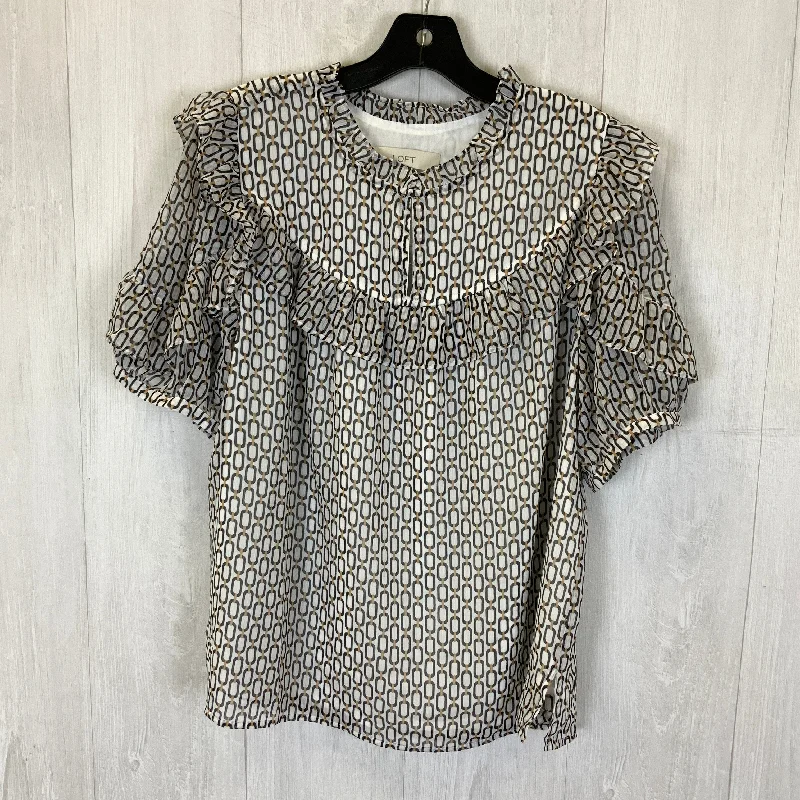 Top Short Sleeve By Loft In Black & White, Size: L