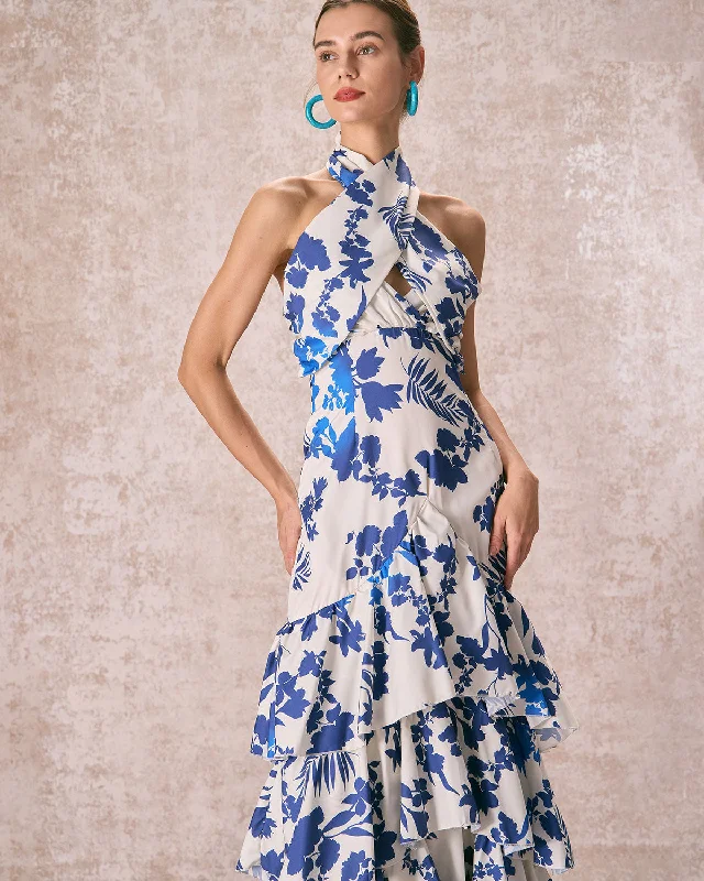 Casual Dresses for Women Forward Trendsetter The Blue Halter Cut Out Ruffle Maxi Dress Casual Dresses for Women Forward Trendsetter The Blue Halter Cut Out Ruffle Maxi Dress