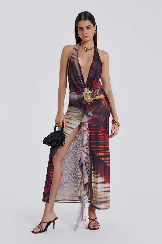 Big Savings Luxe Layering Cindy Plunge Maxi Dress In Red