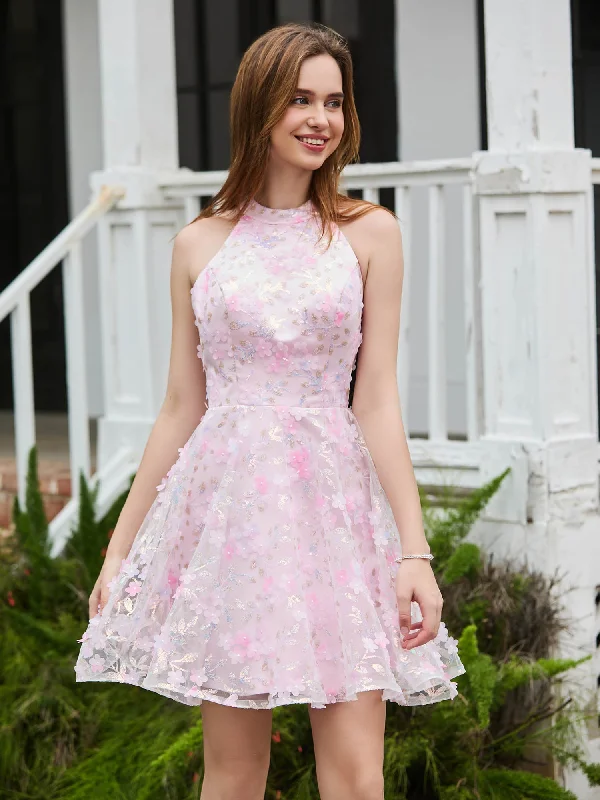 Discount Price Discount Extravaganza Halter Flowers Appliqued Short Dress with Beaded Blushing Pink Discount Price Discount Extravaganza Halter Flowers Appliqued Short Dress with Beaded Blushing Pink