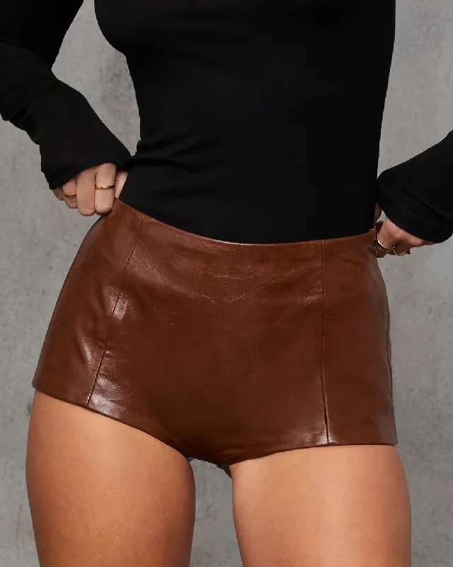 Women's Workout Garments Vibrant Styles Shes It Micro Mini Leather Shorts