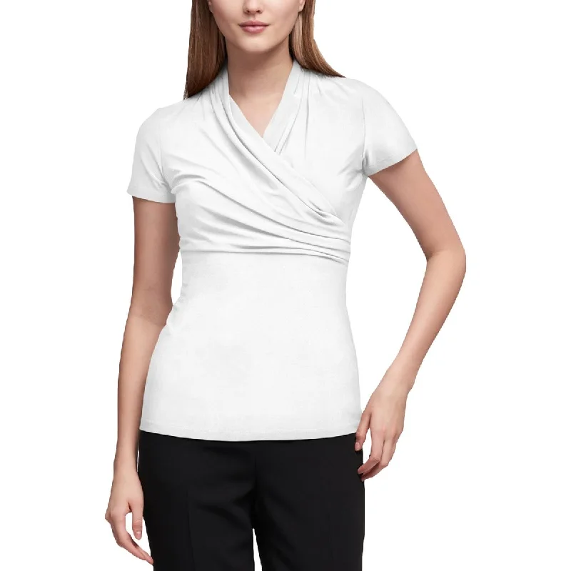 Women's Date Night Outfit Stylish Statements Womens Faux Wrap Ruched Blouse