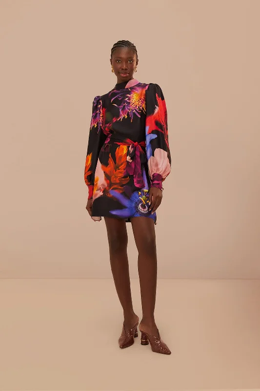 Women's Evening Wear for Special Occasions Mega Sales Blurry Floral Black Mini Dress Women's Evening Wear for Special Occasions Mega Sales Blurry Floral Black Mini Dress