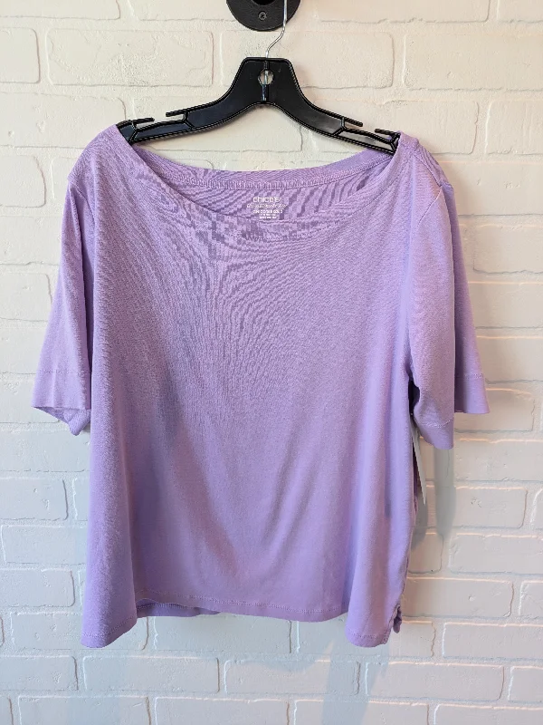 Top Short Sleeve Basic By Chicos In Purple, Size: Xl