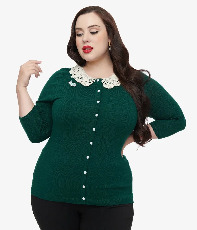 Discount Store Inspired By You, Designed For You The Golden Girls x Unique Vintage Plus Size Green & White Lace Sophia Bookworm Cardigan Discount Store Inspired By You, Designed For You The Golden Girls x Unique Vintage Plus Size Green & White Lace Sophia Bookworm Cardigan