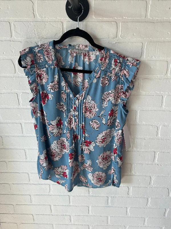 Top Short Sleeve By Daniel Rainn In Blue & Pink, Size: M