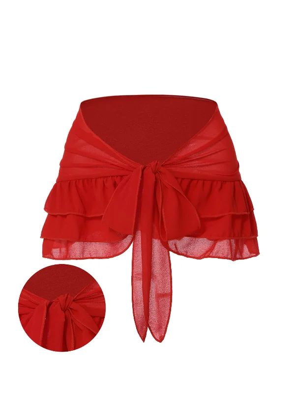 Women's Active Garments For Workouts Premium Fashion Red 1960s Solid Chiffon Skirt Cover-Up Women's Active Garments For Workouts Premium Fashion Red 1960s Solid Chiffon Skirt Cover-Up