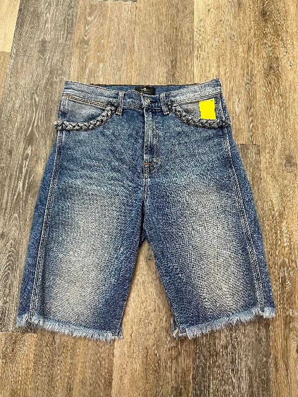 Shorts Designer By 7 For All Mankind In Blue Denim, Size: 4