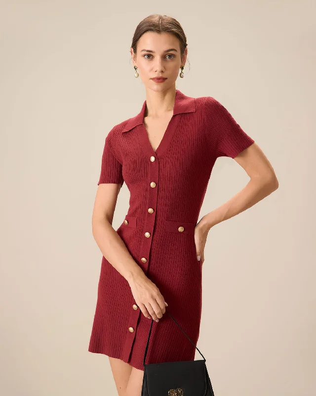 Comfy Women's Outfits for Daily Wear Vintage Style Clothing Sale Women's Red V-Neck Bodycon Sweater Dress Comfy Women's Outfits for Daily Wear Vintage Style Clothing Sale Women's Red V-Neck Bodycon Sweater Dress
