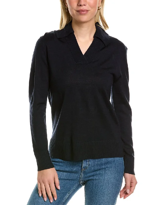 MT by Madeleine Thompson Polo Collar Wool-Blend Sweater