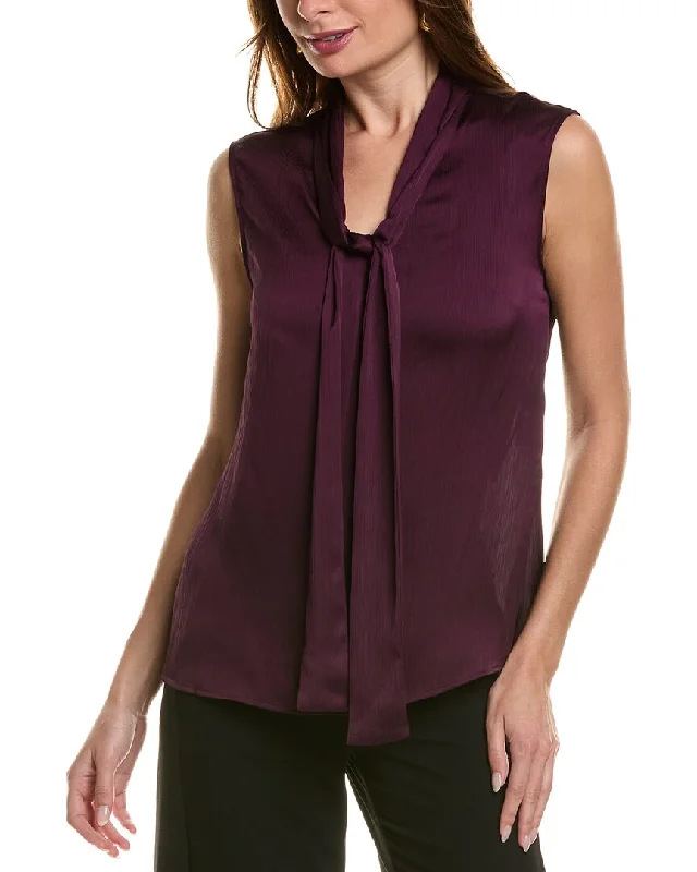 Women's Travel Outfit Set Durable Fashion Picks Anne Klein Tie Neck Blouse