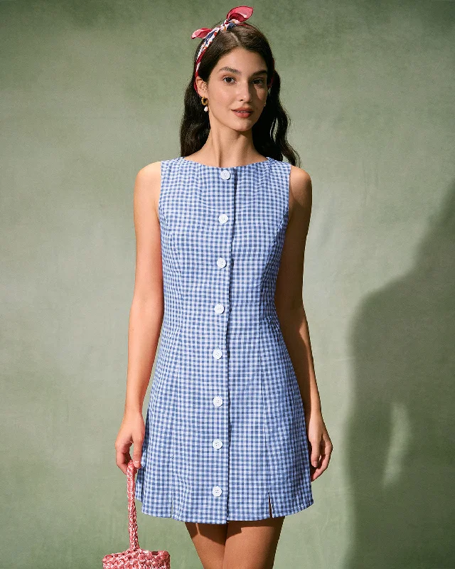 Women's Athletic Outfit Get The Latest Trends The Blue Boat Neck Cotton Plaid Mini Dress Women's Athletic Outfit Get The Latest Trends The Blue Boat Neck Cotton Plaid Mini Dress