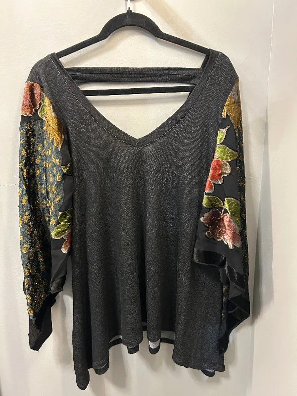 Tunic Long Sleeve By BOHO JANE In Black & Green, Size: S