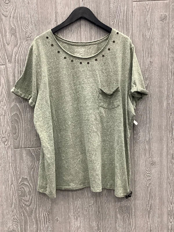 Top Short Sleeve By Terra & Sky In Green, Size: 2x