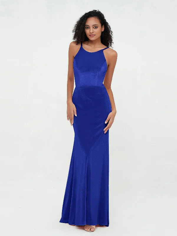 Women's Travel Attire Special Offer Scoop Neck Velvet Dresses with Sweep Train Royal Blue Women's Travel Attire Special Offer Scoop Neck Velvet Dresses with Sweep Train Royal Blue