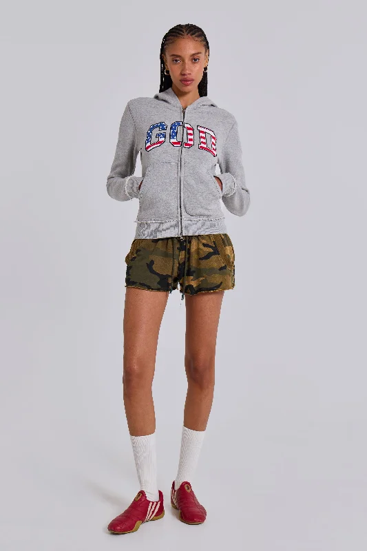 Women's Elegant Formal Outfit Comfort Centric Apparel Grey Marl 'God' Mini Monster Hoodie Women's Elegant Formal Outfit Comfort Centric Apparel Grey Marl 'God' Mini Monster Hoodie