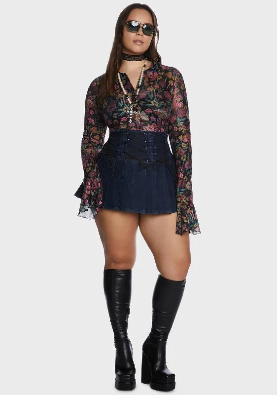 Flash Sale Clothing Eco Friendly Fashion Sale Plus Daydreamer Floral Sheer Blouse