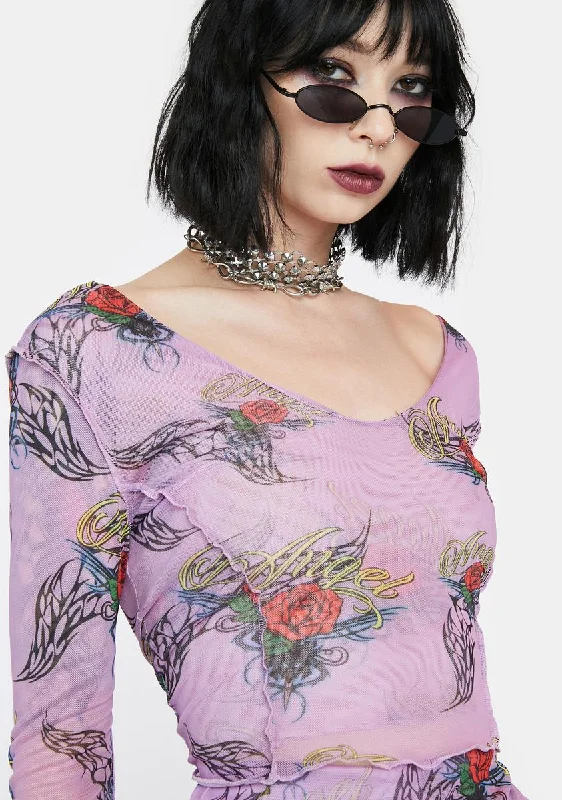 Women's Trendy Activewear Apparel Preppy Style Angel Rose Long Sleeve Top