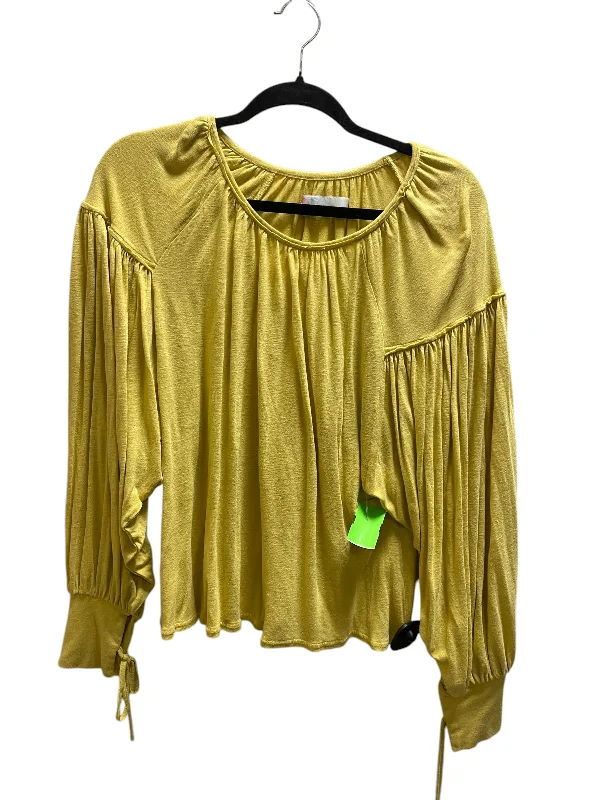 Top Long Sleeve By Free People In Yellow, Size: S