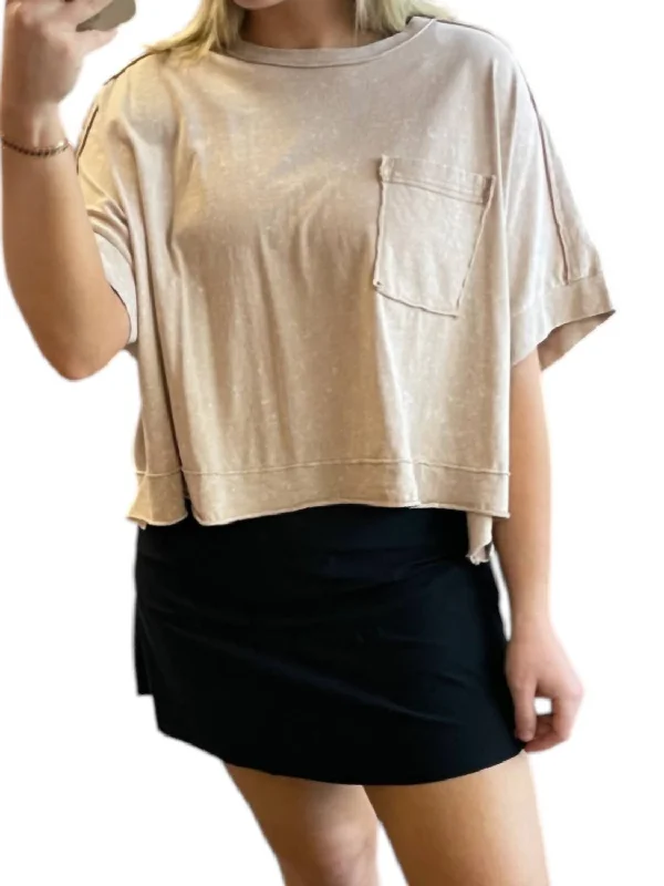 Women's Elegant Outfit Catch Every Fashion Trend Oversized Washed Short Sleeve Top In Taupe Women's Elegant Outfit Catch Every Fashion Trend Oversized Washed Short Sleeve Top In Taupe
